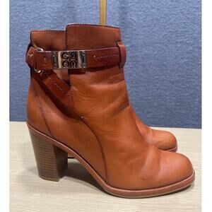 Coach Kasandra Chestnut Brown Leather High Heel Ankle Boots Womens Size 8B